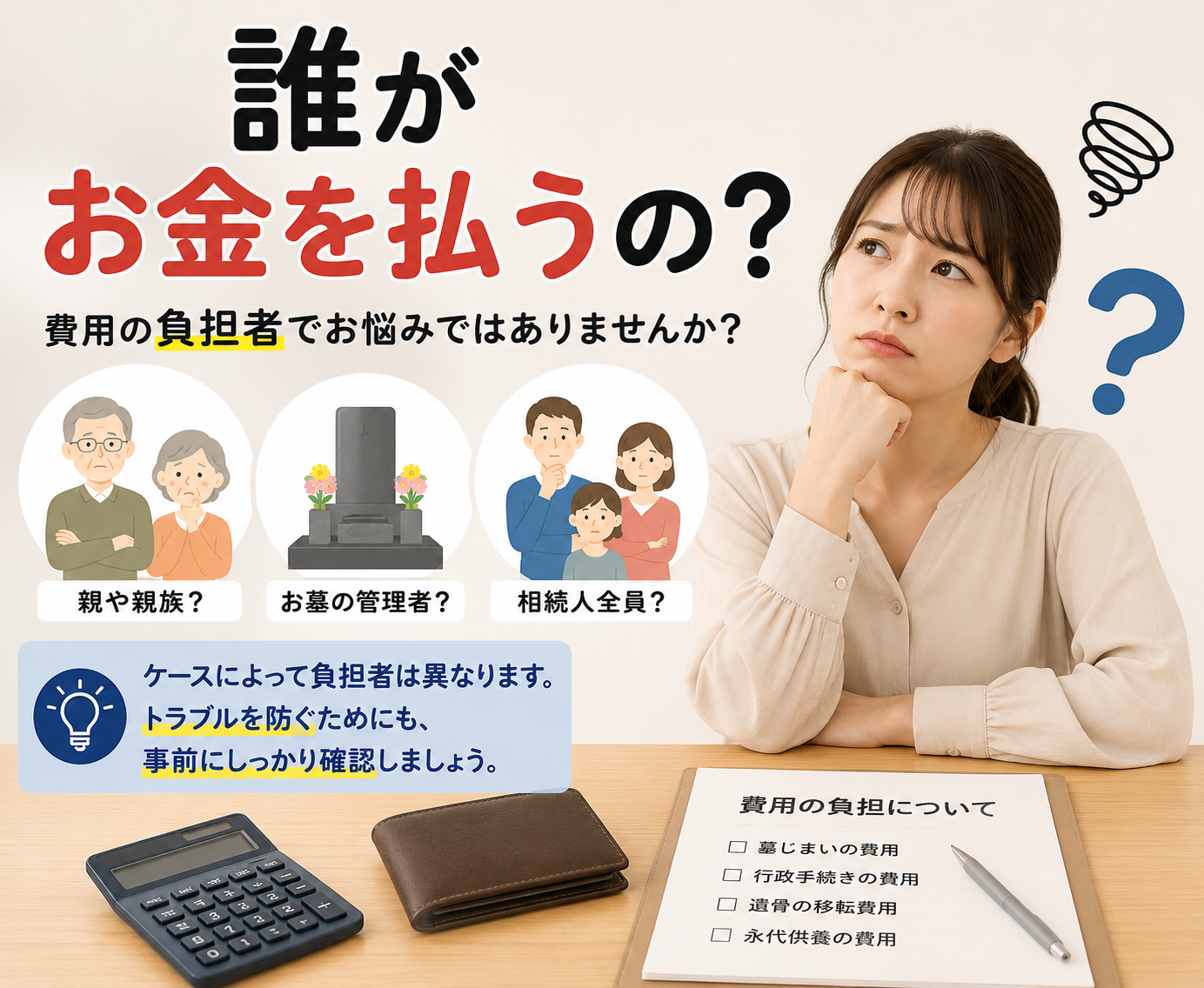 墓じまいの費用は誰が払うのかを考えるイメージ
