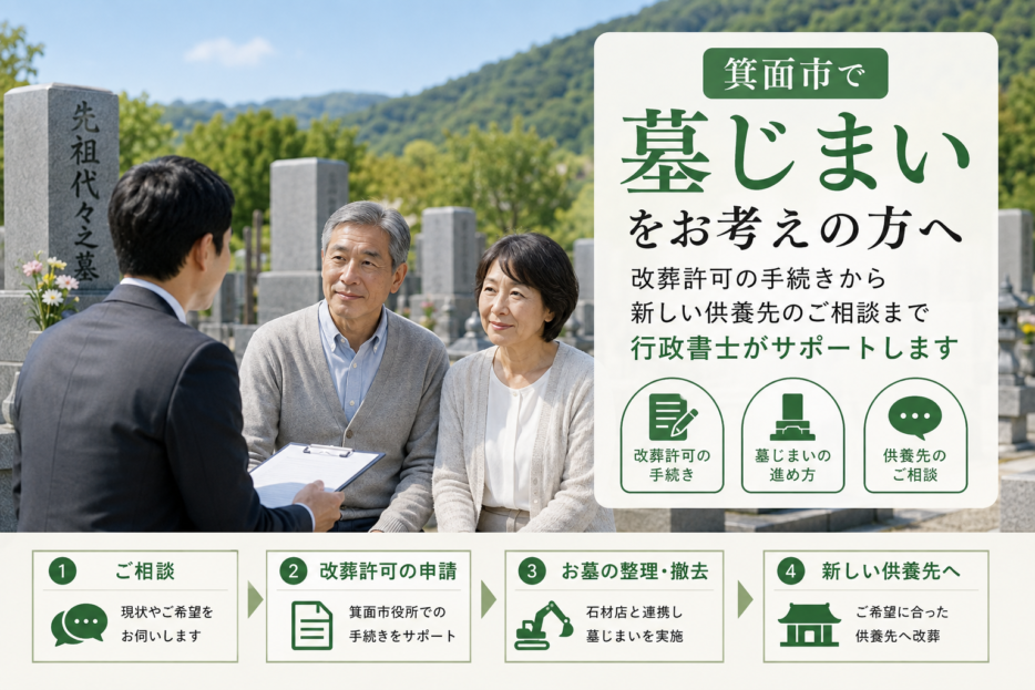 箕面市で墓じまいをお考えの方へ 改葬許可の手続きから新しい供養先のご相談まで行政書士がサポート